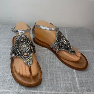 Naughty Monkey Women's‎ 8.5 High Society Dress Sandal Rhinestone Sparkles